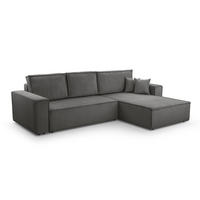 ECKSOFA L Form Cedria Grey 287/145/85 cm mit Schlaffunktion - Schwarz/Grau, Kunststoff/Textil (287/145cm) - AX Living