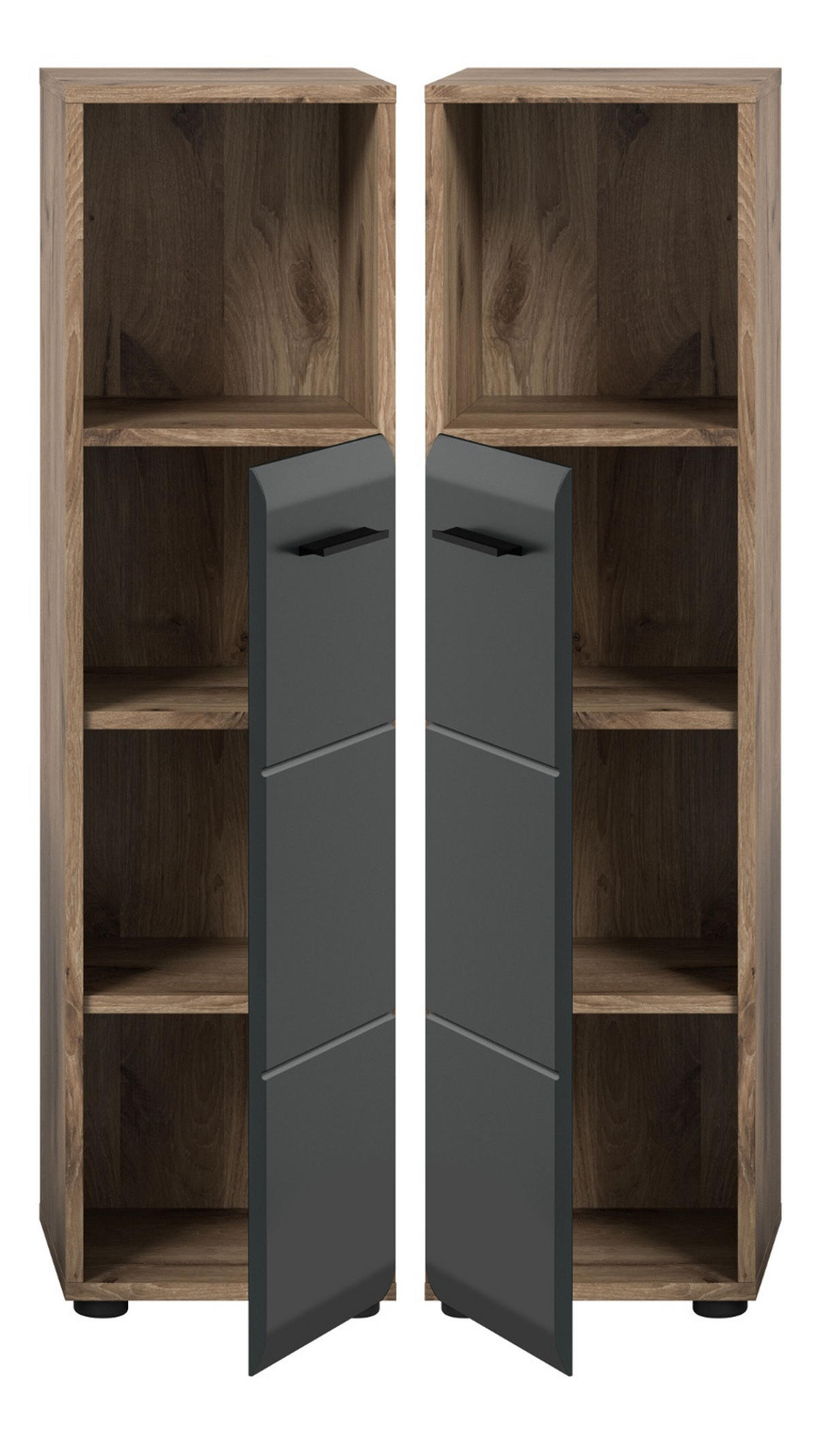 MIDISCHRANK schwarz matt, Nox Eiche, Bad Unterschrank 30 cm - Eichefarben/Schwarz, Holzwerkstoff/Kunststoff (30/110/30cm) - Inn.Furn