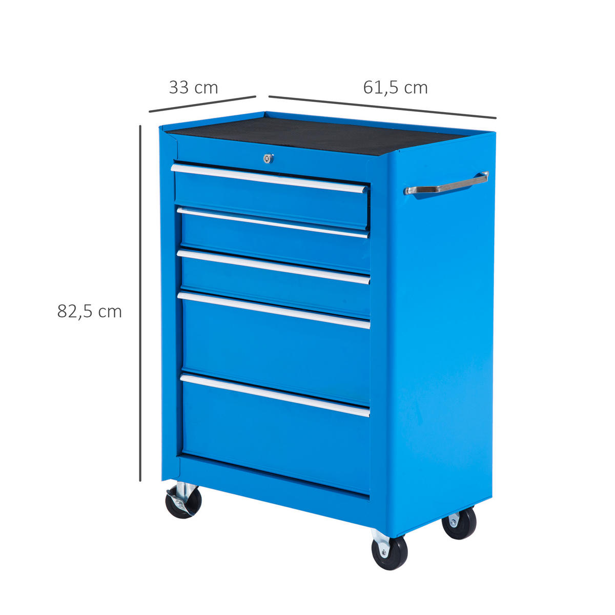 WERKZEUGSCHRANK DE-10526 5 Schubladen, rollbar Blau - Blau, Metall (33/82.5/61.5cm) - ComfortXL