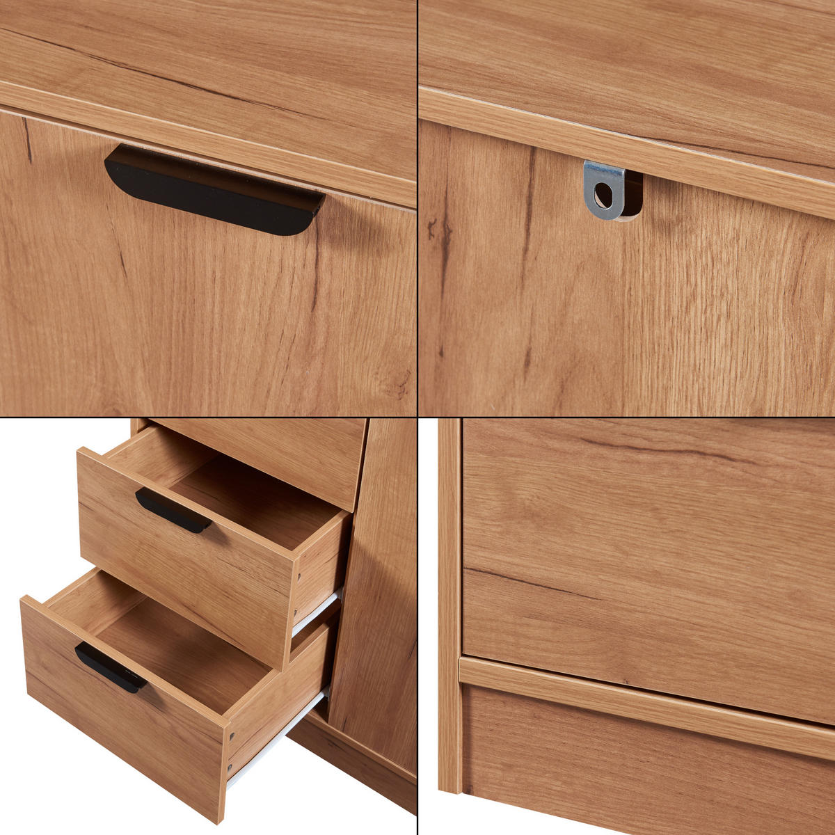KOMMODE Varkaus - Eichefarben, Holzwerkstoff (80/90/40cm) - [en.casa]