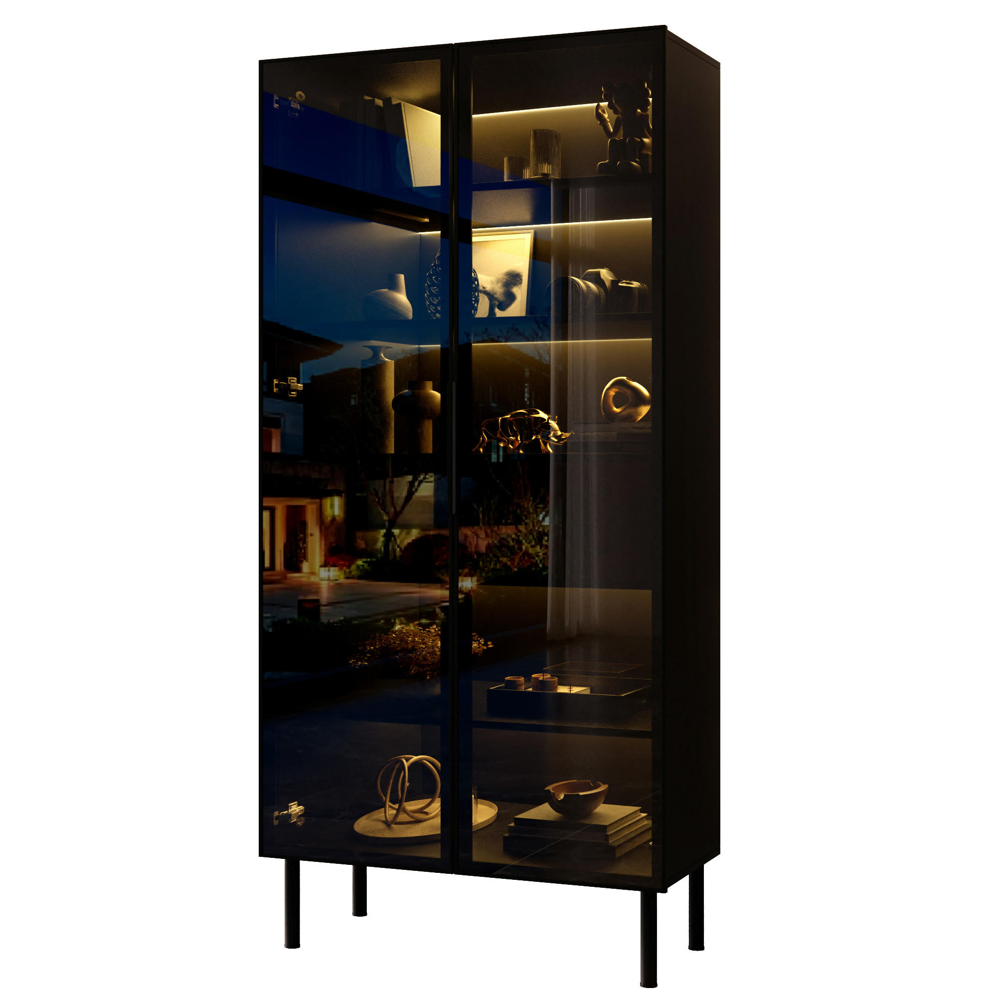 Flieks Vitrine Schwarz 70x170x36 cm