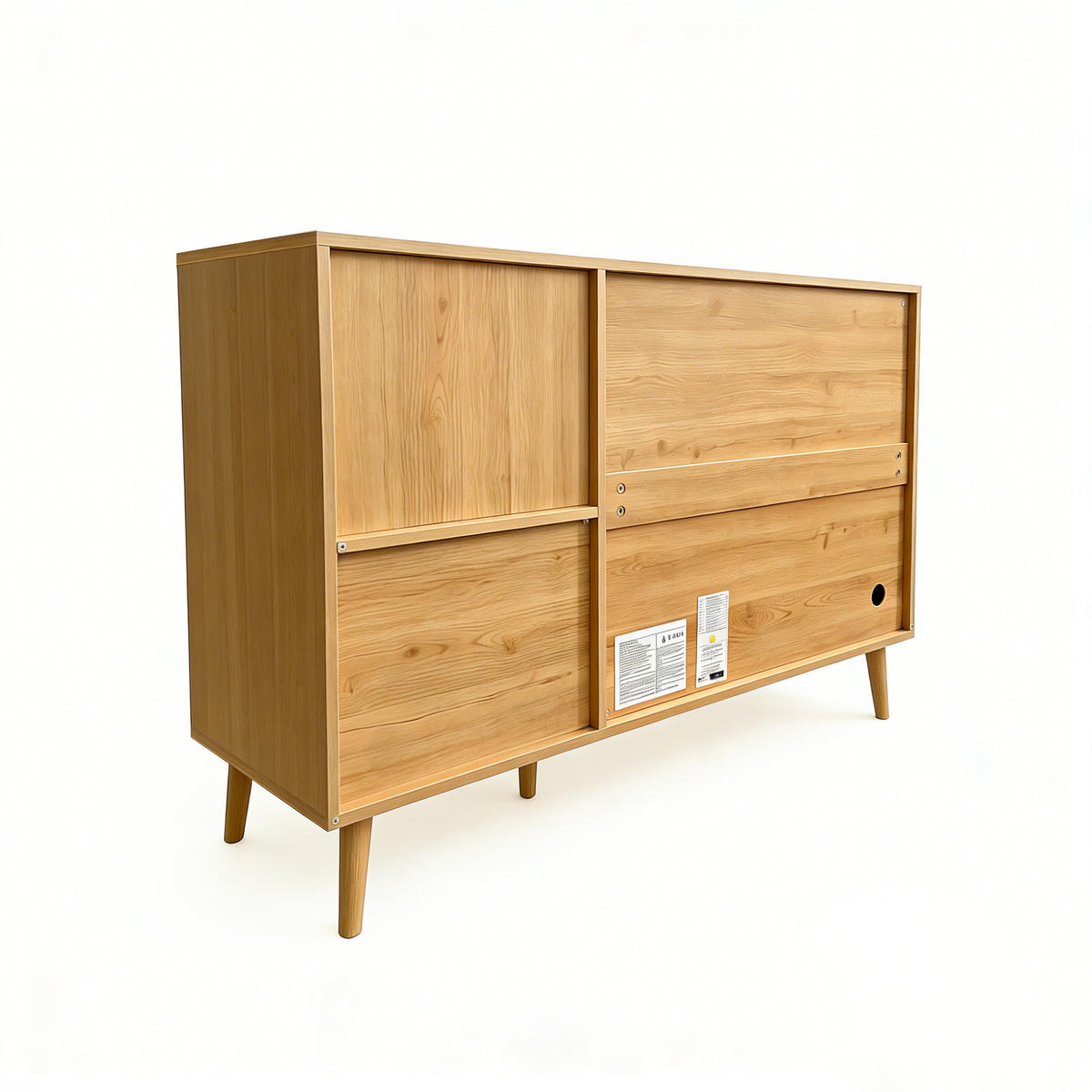SIDEBOARD Gewölbte Türen Holzfüße 2 Schubladen 2 Fächer Modern - Naturfarben, Holzwerkstoff (118/82/35cm) - FLIEKS