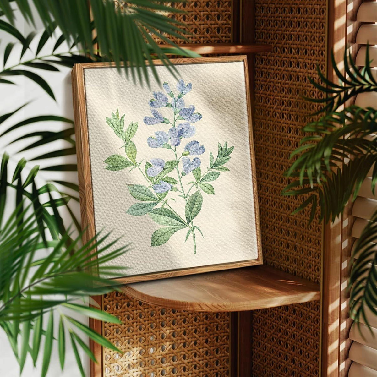 LEINWANDBILD mit Rahmen Blaue Blume 30 x 40 cm - Blau, Holz (30/0.5cm)