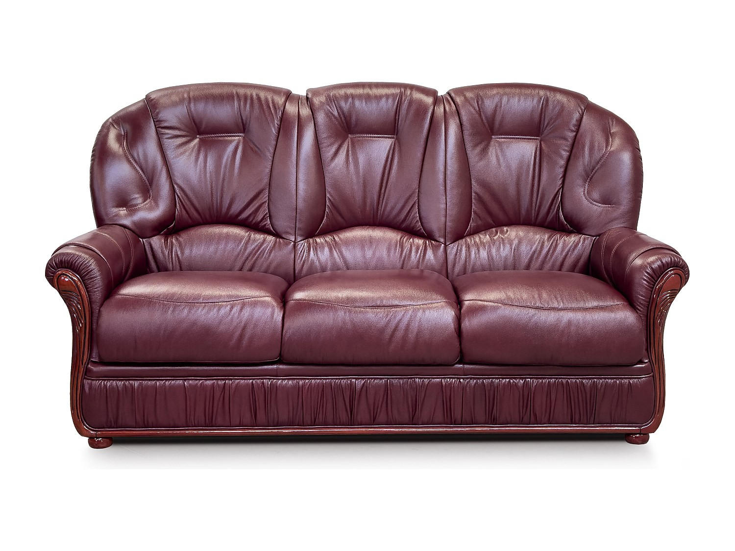 SOFA - 3 Personen - leder - bordeaux Daphne - Bordeaux, Leder/Holz (183/97/91cm) - Vente-Unique