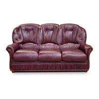 SOFA - 3 Personen - leder - bordeaux Daphne - Bordeaux, Leder/Holz (183/97/91cm) - Vente-Unique