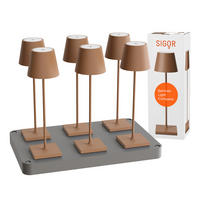 LED Akku-Tischlampe, Nuindie 3.0 6er-Set mit Ladestation, mokkabraun - Braun, Metall (38/10/38cm) - Sigor