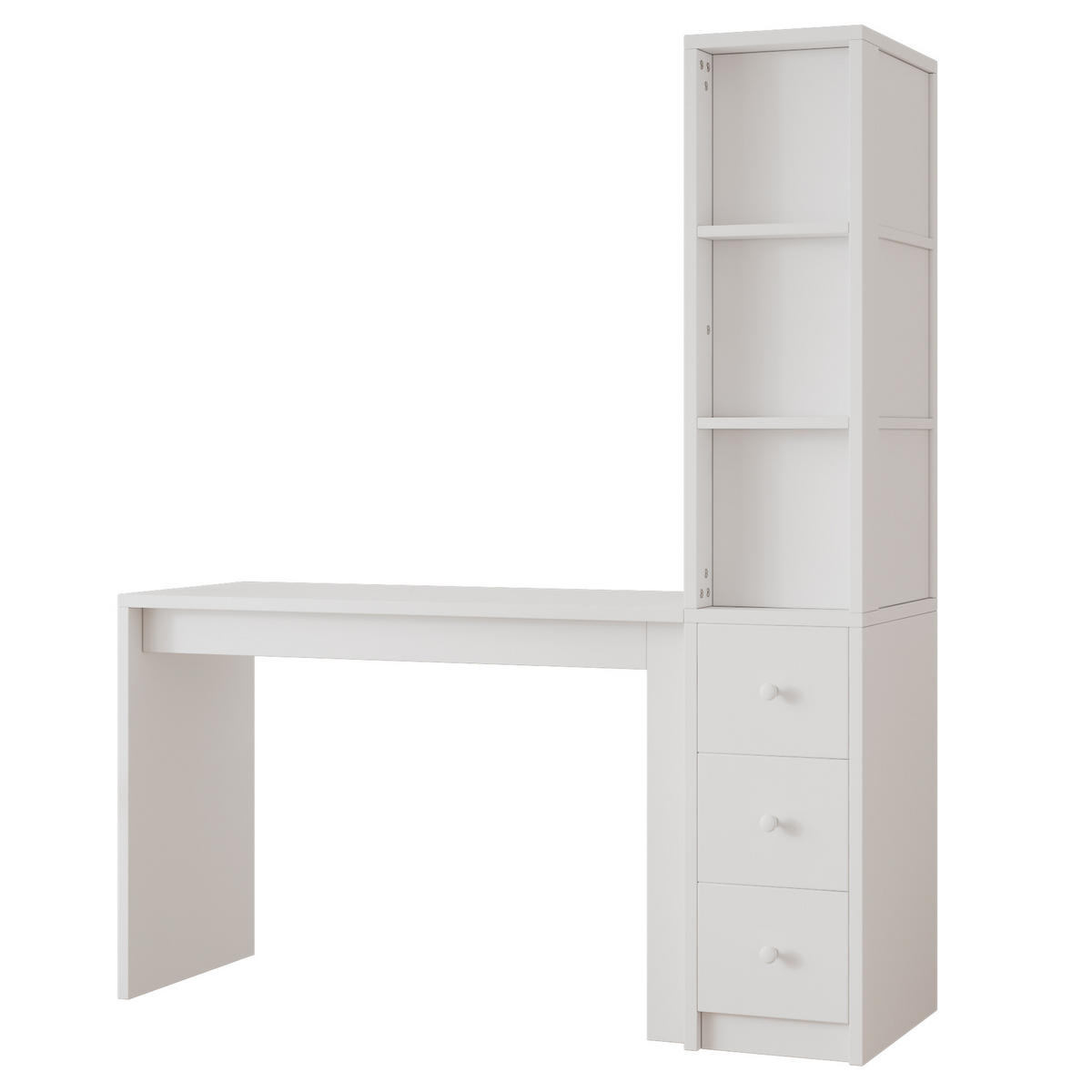 SCHREIBTISCH mit Bücherregal MDF 150x50x180 cm - Weiß, Holzwerkstoff (50/150/180cm) - Gisaae