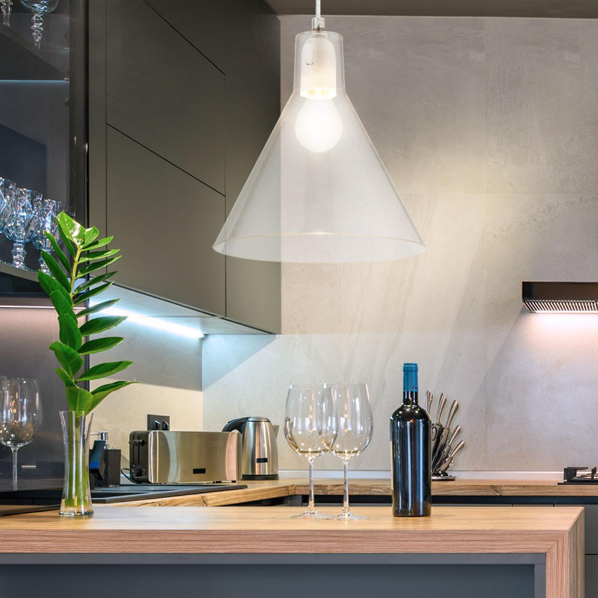 HÄNGELEUCHTE Metall Klar CONNY - Klar, Metall (21.5/21.5/113cm) - Globo Lighting