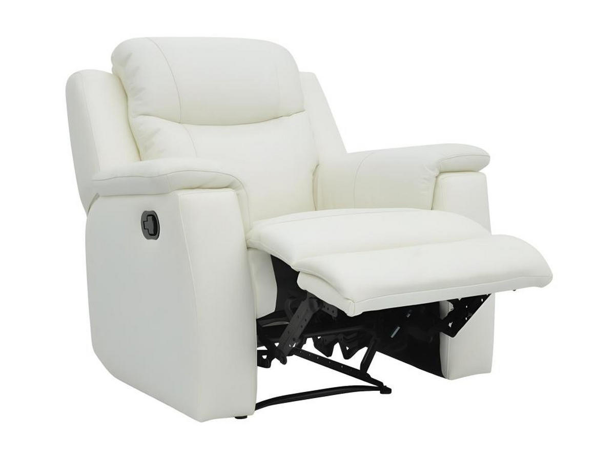 RELAXSESSEL Fernsehsessel Leder - Elfenbeinfarben - EVASION - Weiß, Leder (96/100/95cm) - Vente-Unique