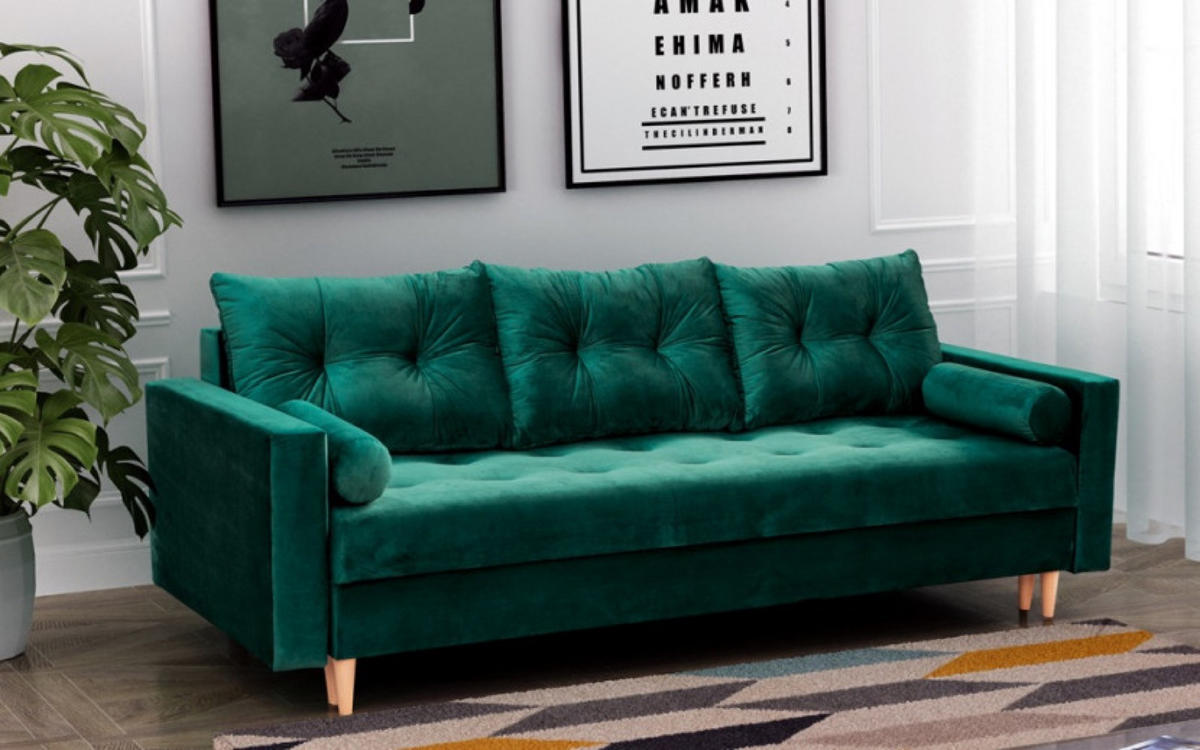 SOFA Butelgrün BANDI Gepolstert - Grün, Textil (229/90/90cm) - Sepro Meble