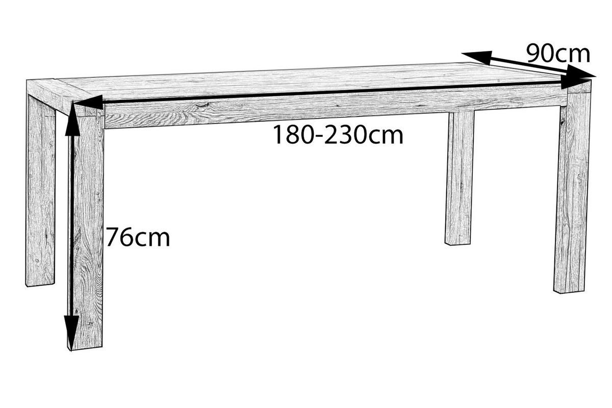 ESSTISCH LIAN Holz - Naturfarben/Braun, Holz (180/90/76cm) - KAWOLA