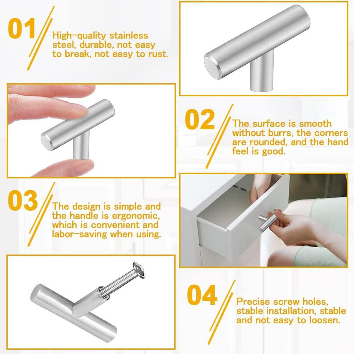 SCHRANKKNOPF Silber 12er-Set 50x32 mm Edelstahl - Silberfarben, Metall (0.12/3.2/0.5cm)