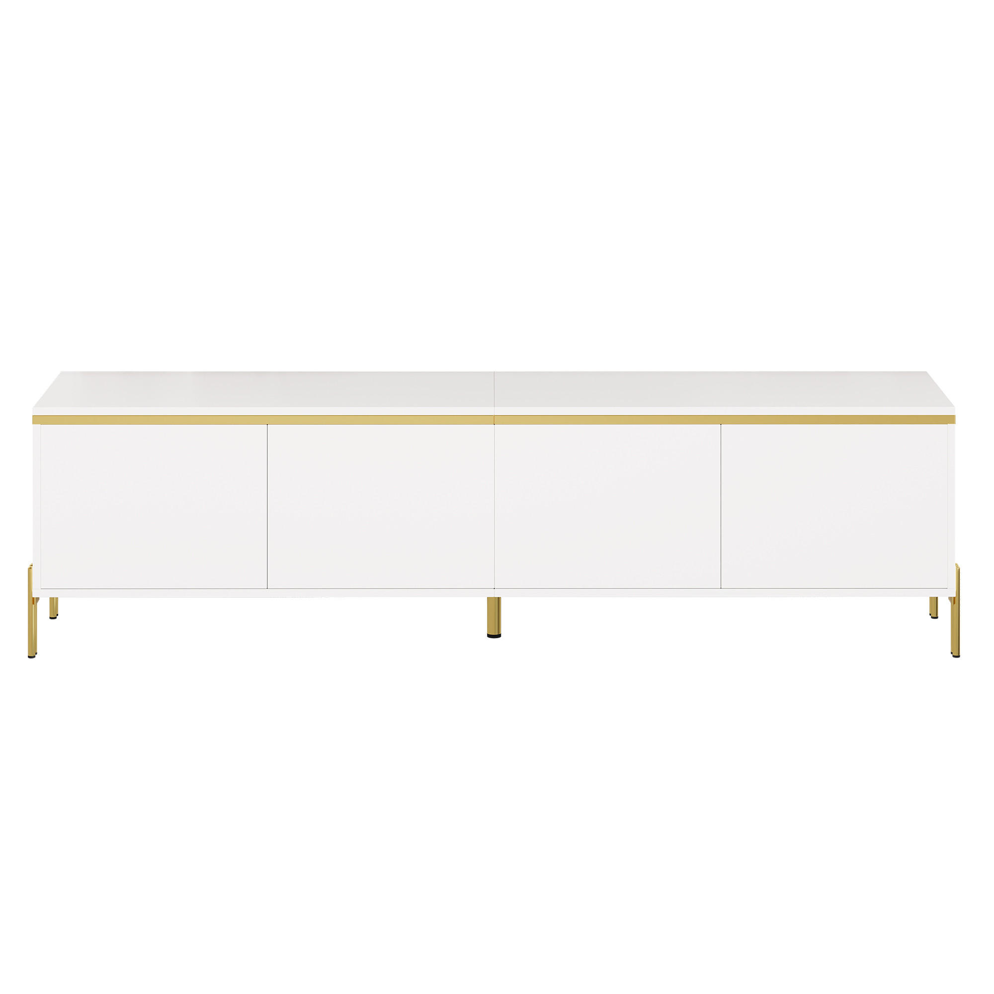 TV-SCHRANK 170/38/50 cm Weiß Hochglanz mit 4 Türen und Kabelmanagement - Weiß, Holzwerkstoff/Metall (170/50/38cm) - Oxeza