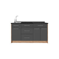 KÜCHENBLOCK Fame-Line, Anthrazit Hochglanz, 150 cm ohne Arbeitsplatte - Schwarz Hochglanz, Holzwerkstoff (150/82/51.6cm) - Vicco