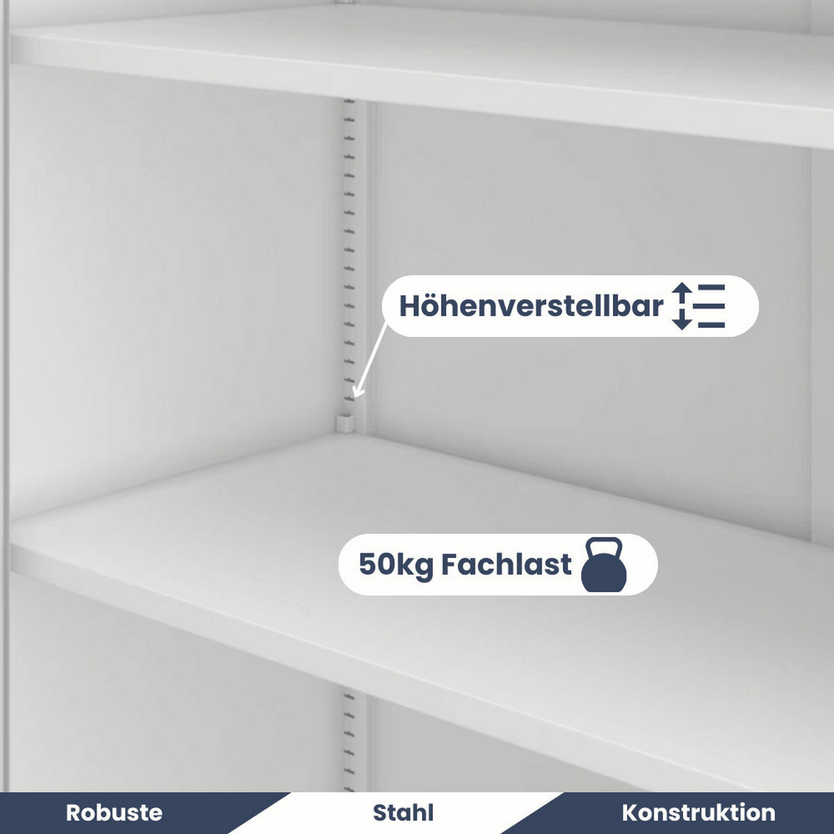VITRINENSCHRANK abschließbar AMELIA mit Glastüren 185x90x40cm Weiß - Weiß, Metall (90/185/40cm) - Jan Nowak