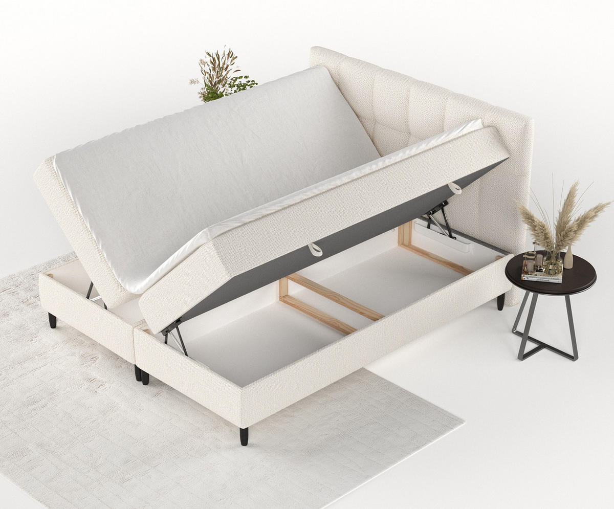 BOXBETT Arlette Creme 140/200 cm - Creme/Schwarz, Holz/Holzwerkstoff (140/200cm) - Maison de Reve