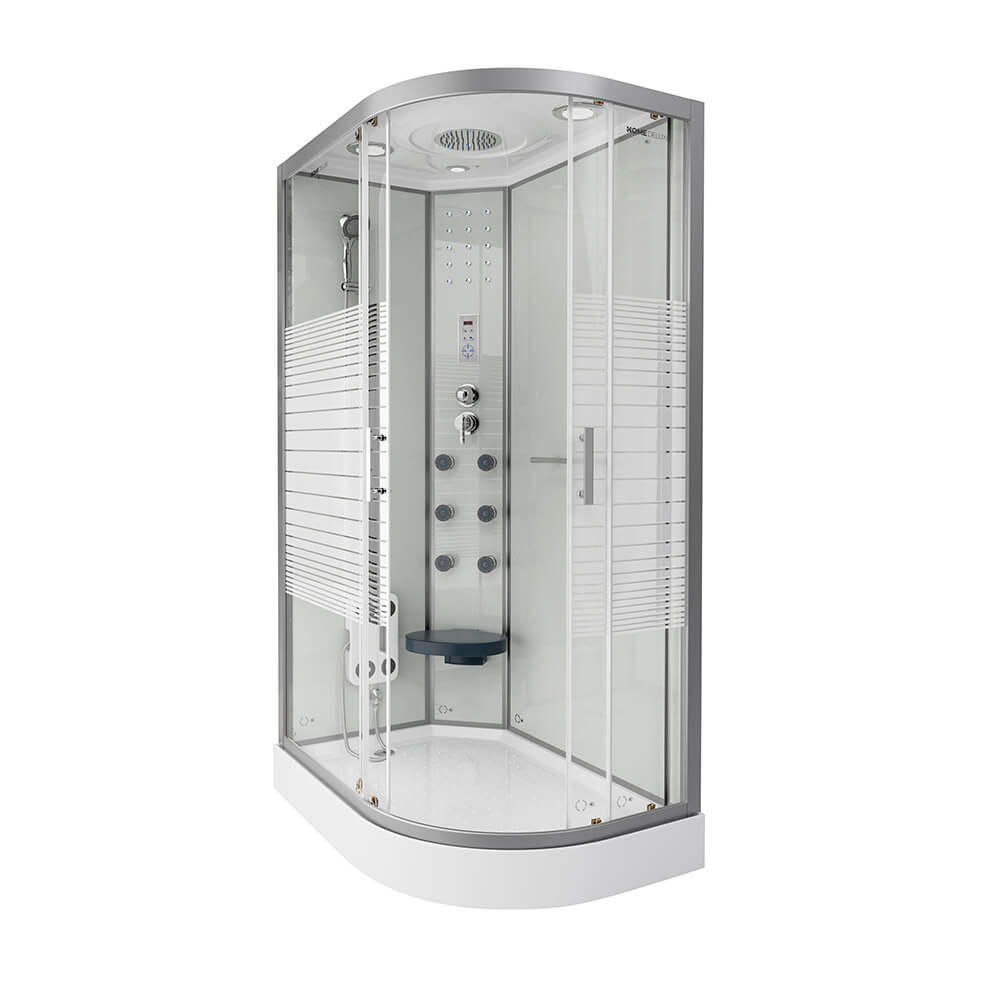 DUSCHKABINE WHITE PEARL - Weiß, Rechts - Weiß, Glas (80cm) - Home Deluxe