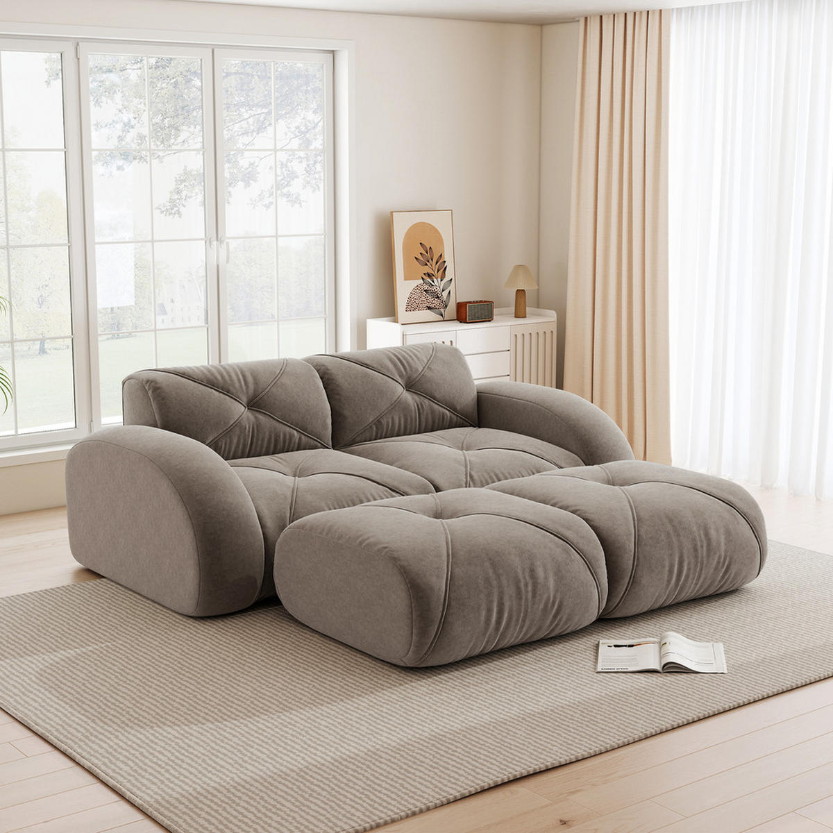 2-SITZER 204 x 171 x 76 cm Rutschfest - Taupe, Textil (171/76/204cm) - Raelunyi