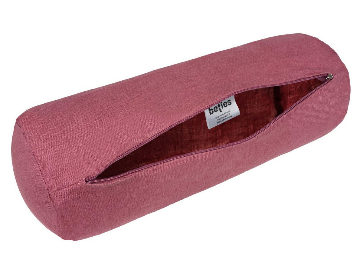 NACKENROLLENBEZUG reines Leinen rose-de provence 40/15 cm - Altrosa, Naturmaterialien (15/40cm) - beties Heimtextil