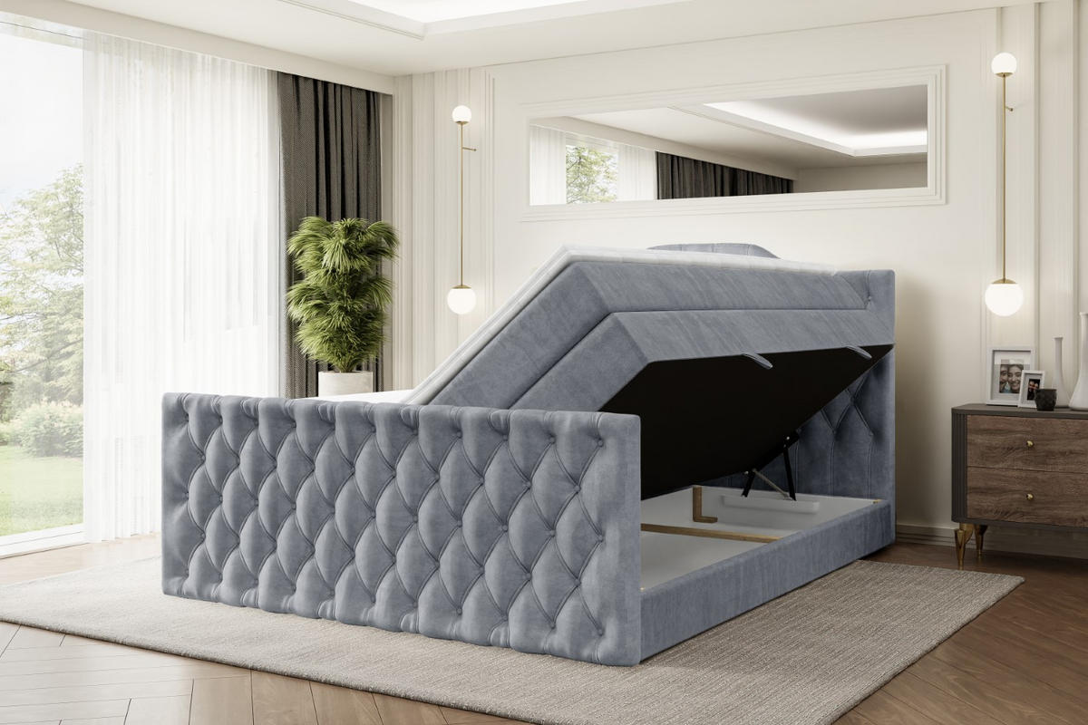 BOXSPRINGBETT VILA-1-Z KING - 160x200 - H3/H4 - Grau - Grau, Holzwerkstoff (160/200cm) - ALTDECOR
