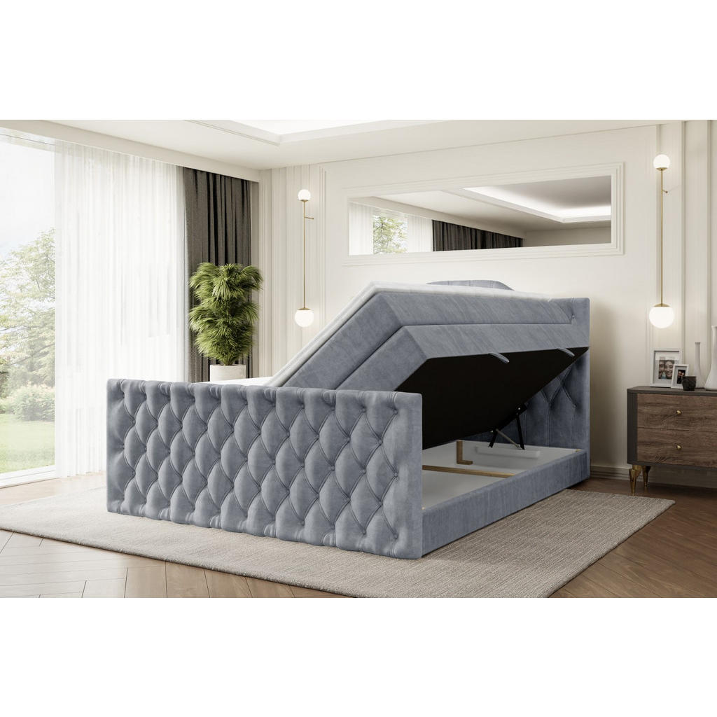 Thumbnail - Altdecor Boxspringbett, Grau, Holzwerkstoff, Höhe ca. 20 cm, 140x200 cm, Schlafzimmer, Betten, Boxspringbetten