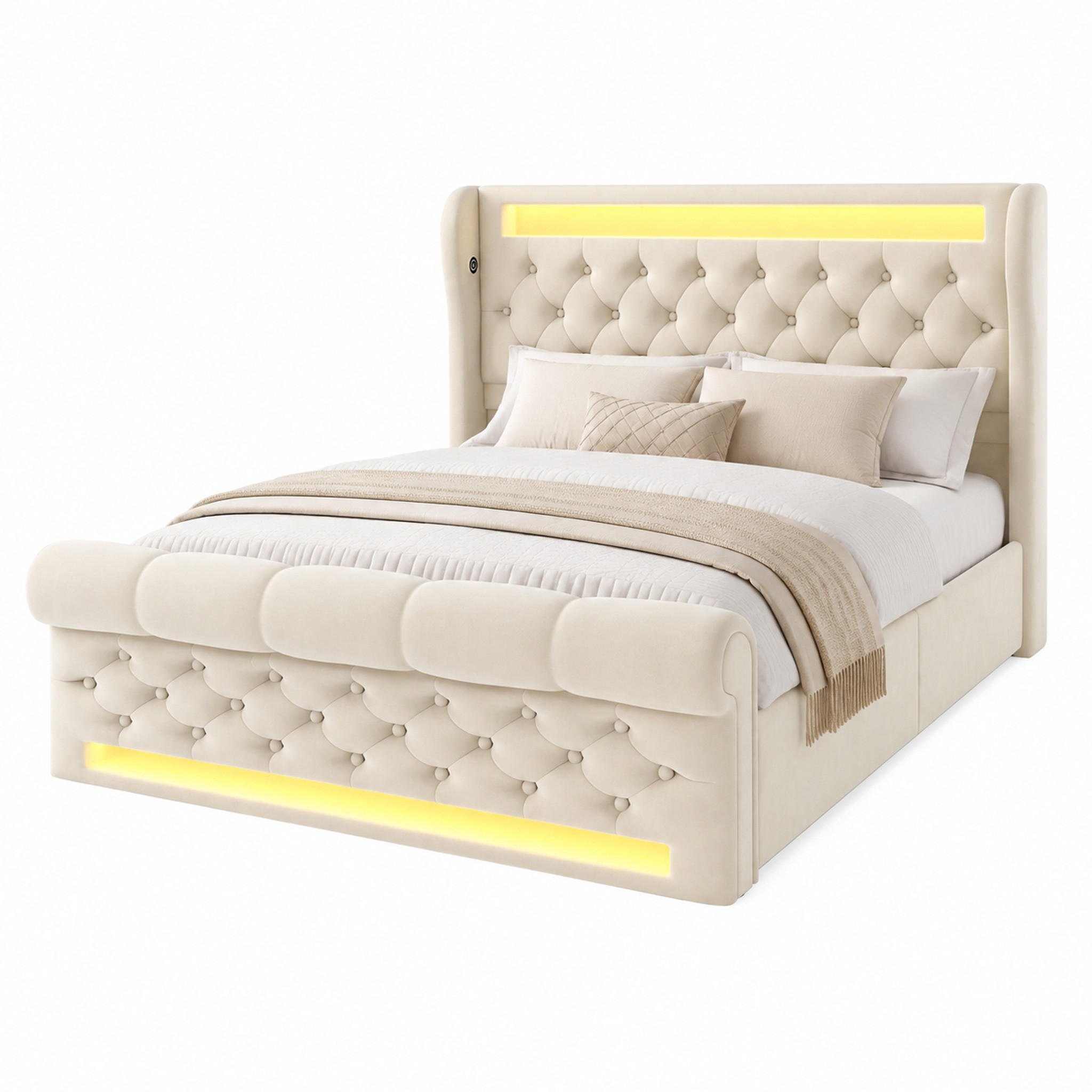 Beauniv Polsterbett Beige 160x200 cm