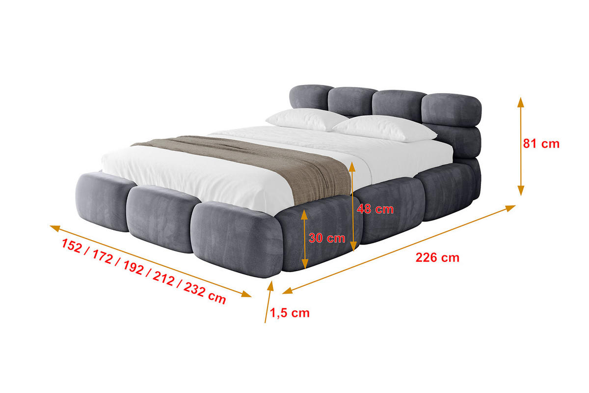 POLSTERBETT mit Bettkasten und Lattenrost, Boxbett ohne Matratze - NOMA 120x200 Dunkelgrau - Dunkelgrau, Holzwerkstoff/Textil (120/200cm) - ALTDECOR