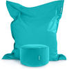 XXL-SITZSACK + Pouf 2er Set - 140x180cm - Türkis, Textil (140/25/180cm) - Green Bean