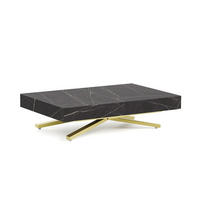 COUCHTISCH SANNA X - Goldfarben/Schwarz, Holzwerkstoff/Metall (80/120/27cm) - Meblini