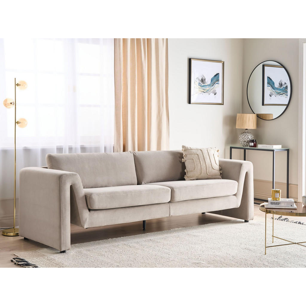 Thumbnail - Beliani 3-Sitzer-Sofa, Taupe, Schwarz, Textil, 237x76x83 cm, Wohnzimmer, Sofas & Couches, Sofas, 3-Sitzer Sofas