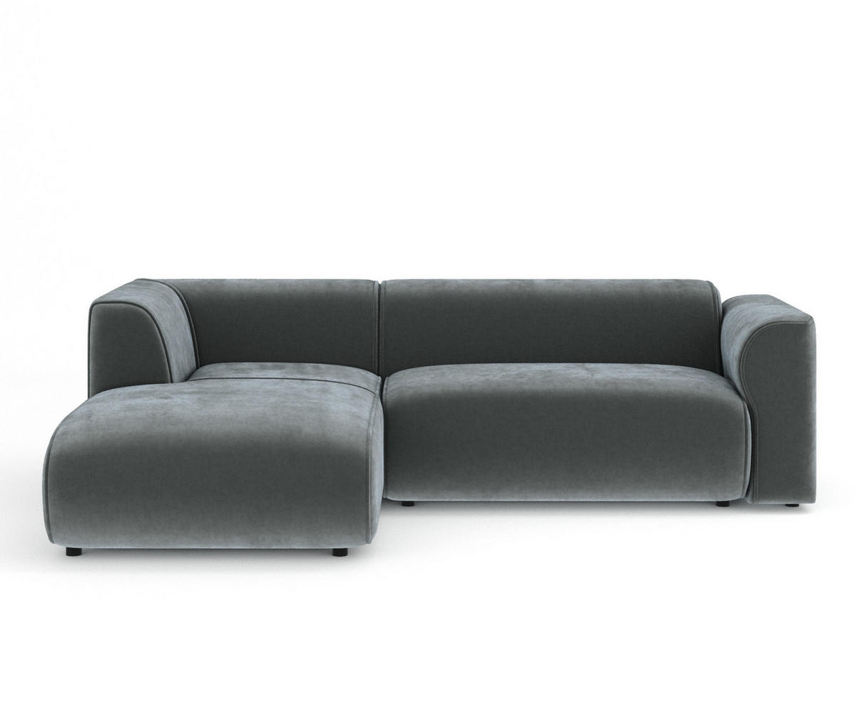 ECKSOFA Melani Dunkelgrau Samtstoff - Schwarz/Grau, Holz/Holzwerkstoff (253/153cm) - Maison de Reve