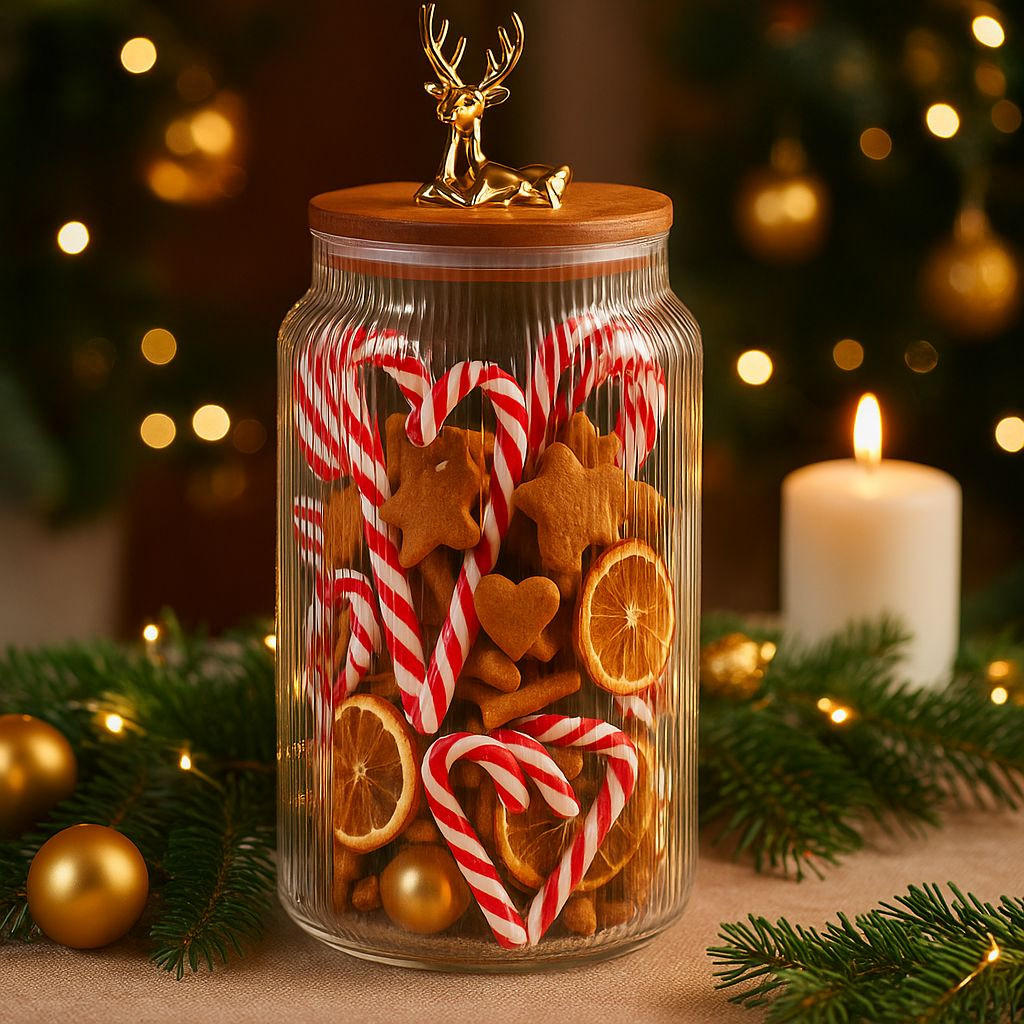 GLASBEHÄLTER Hirschdeckel 1600 ml - Transparent, Glas (12/19.5/12cm) - Home Styling Collection