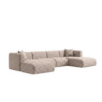 ECKSOFA U-Form, Chenille-Stoff Cremona, Beige, GRETA - Beige, Holz (408/70/179cm) - Kaiser Möbel