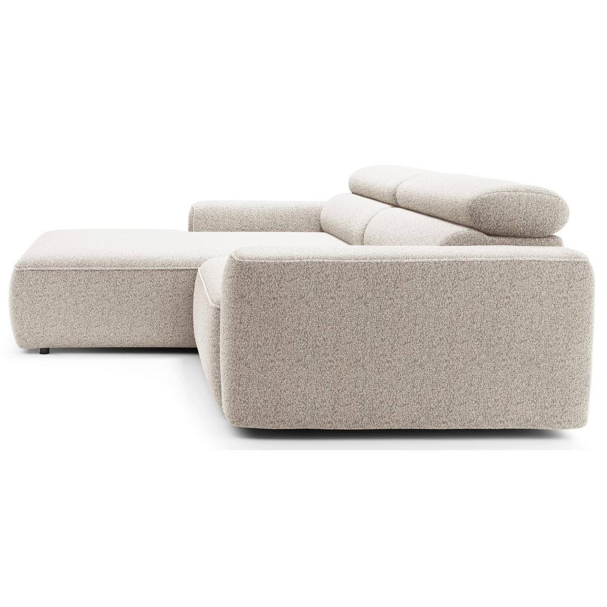 ECKSOFA Fando mit Schlaffunktion, L-Form, 4-Sitzer 252 cm, links Flechtstoff Hellbeige - Ecru/Schwarz, Holz/Kunststoff (252/182cm) - Selsey