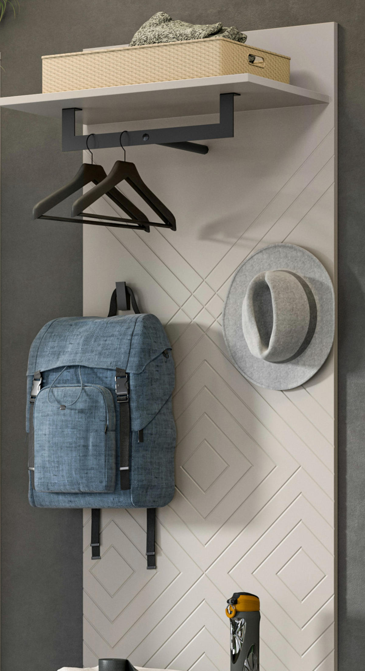 GARDEROBENPANEEL sand 60 cm, Wandgarderobe mit Kleiderstange - Sandfarben/Beige, Holzwerkstoff/Metall (60/140/35cm) - Inn.Furn