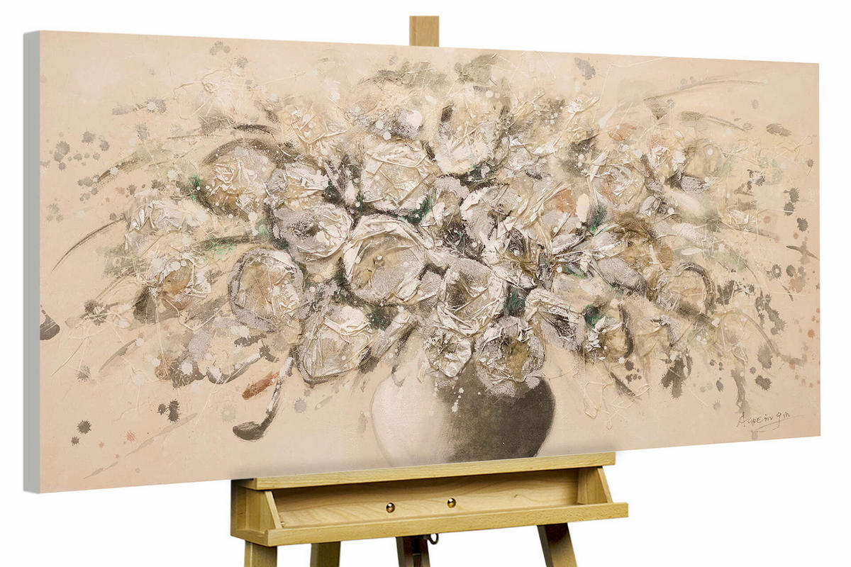 ÖLGEMÄLDE 120/60 cm - Beige/Schwarz, Holz/Textil (1.6/60cm) - KUNSTLOFT