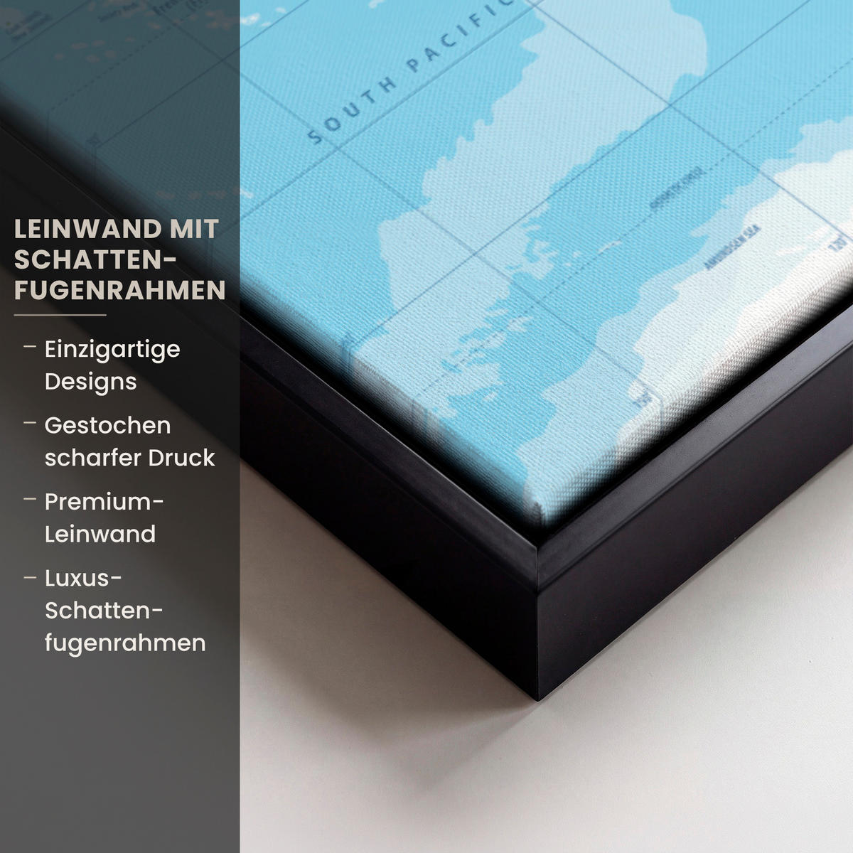 LEINWAND Bilder mit Rahmen - Weltkarte - Statistisch - Blau - Erde - Bildung - 60x40 - Blau, Textil (60/40cm) - MuchoWow