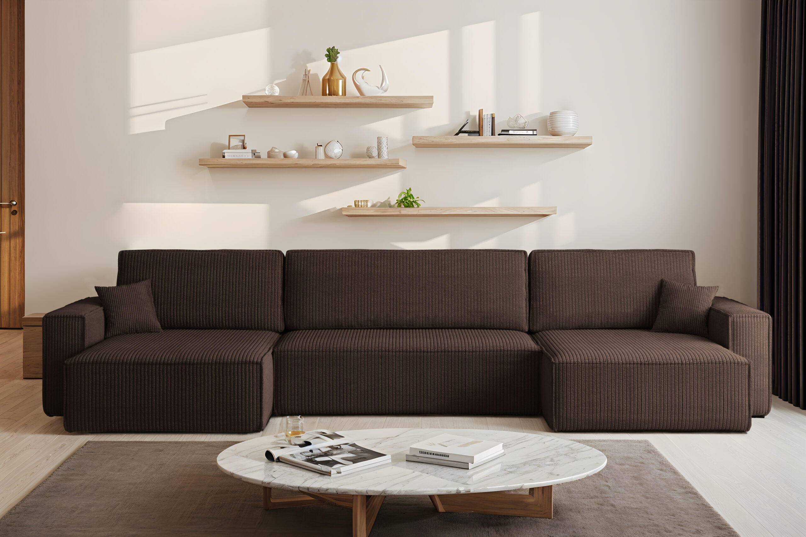ECKSOFA Mit Schlaffunktion Und Bettkasten BEST U XL Stoff Poso Braun - Braun, Holz (142/372cm) - Kaiser Möbel