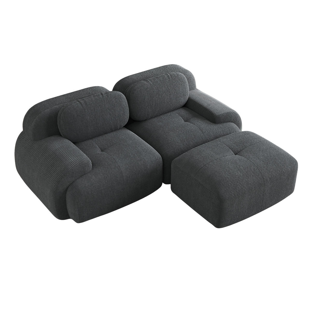 ECKSOFA modular rahmenlos Cord Grey - Grau, Kunststoff (178/208.1cm) - Meubliv