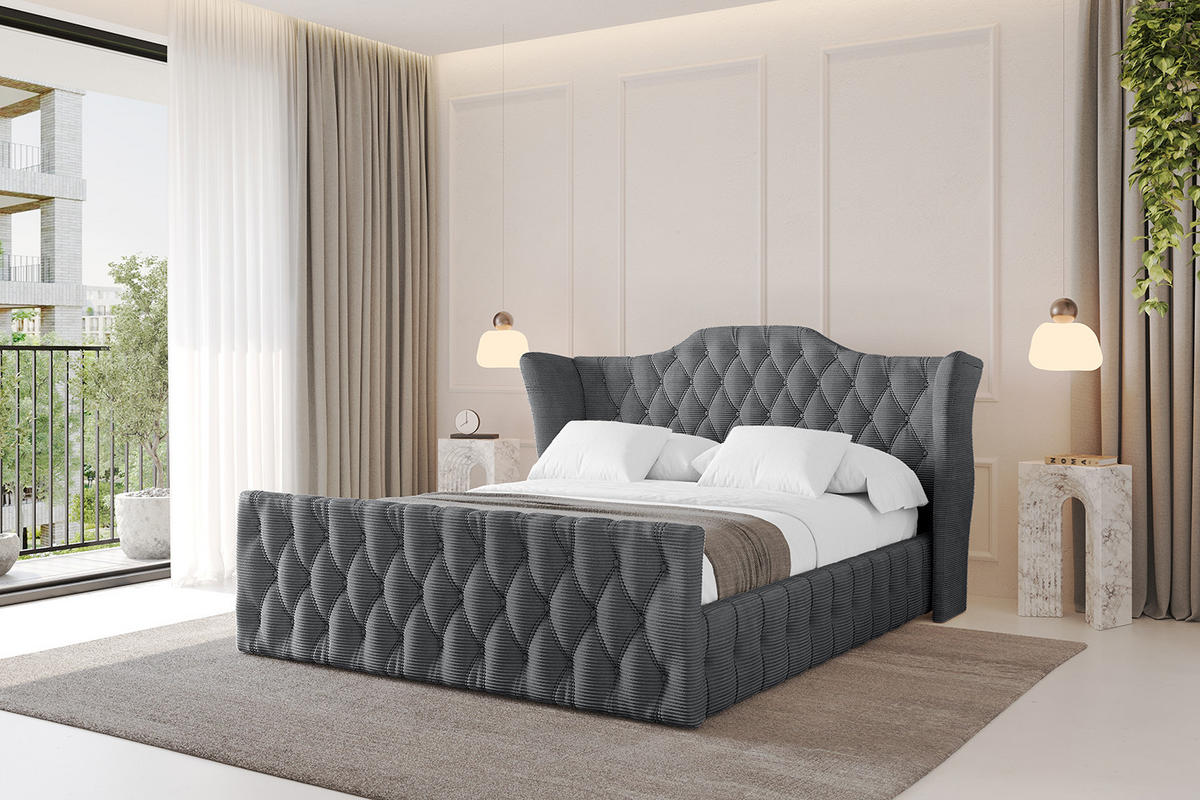POLSTERBETT mit Bettkasten, Fußteil und Lattenrost, Boxbett ohne Matratze - MODY-Z 180x200 Dunkelgrau - Anthrazit, Holzwerkstoff/Textil (180/200cm) - ALTDECOR