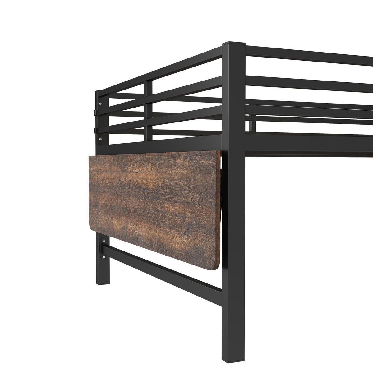 HOCHBETT 140/200 cm Schwarz mit LED und Schreibtisch - Schwarz, Metall (140/200cm) - MIVRAY