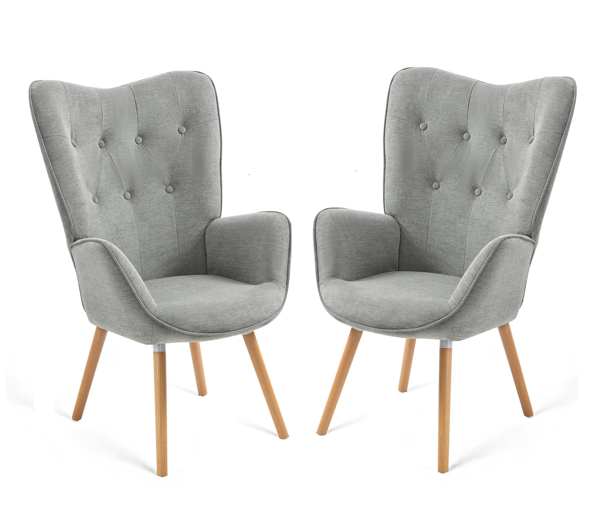RELAXSESSEL 2er Set mit Knopfheftung in Grau - Grau, Textil (68/106/73cm) - Meubles Cosy