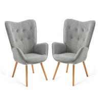 RELAXSESSEL 2er Set mit Knopfheftung in Grau - Grau, Textil (68/106/73cm) - Meubles Cosy