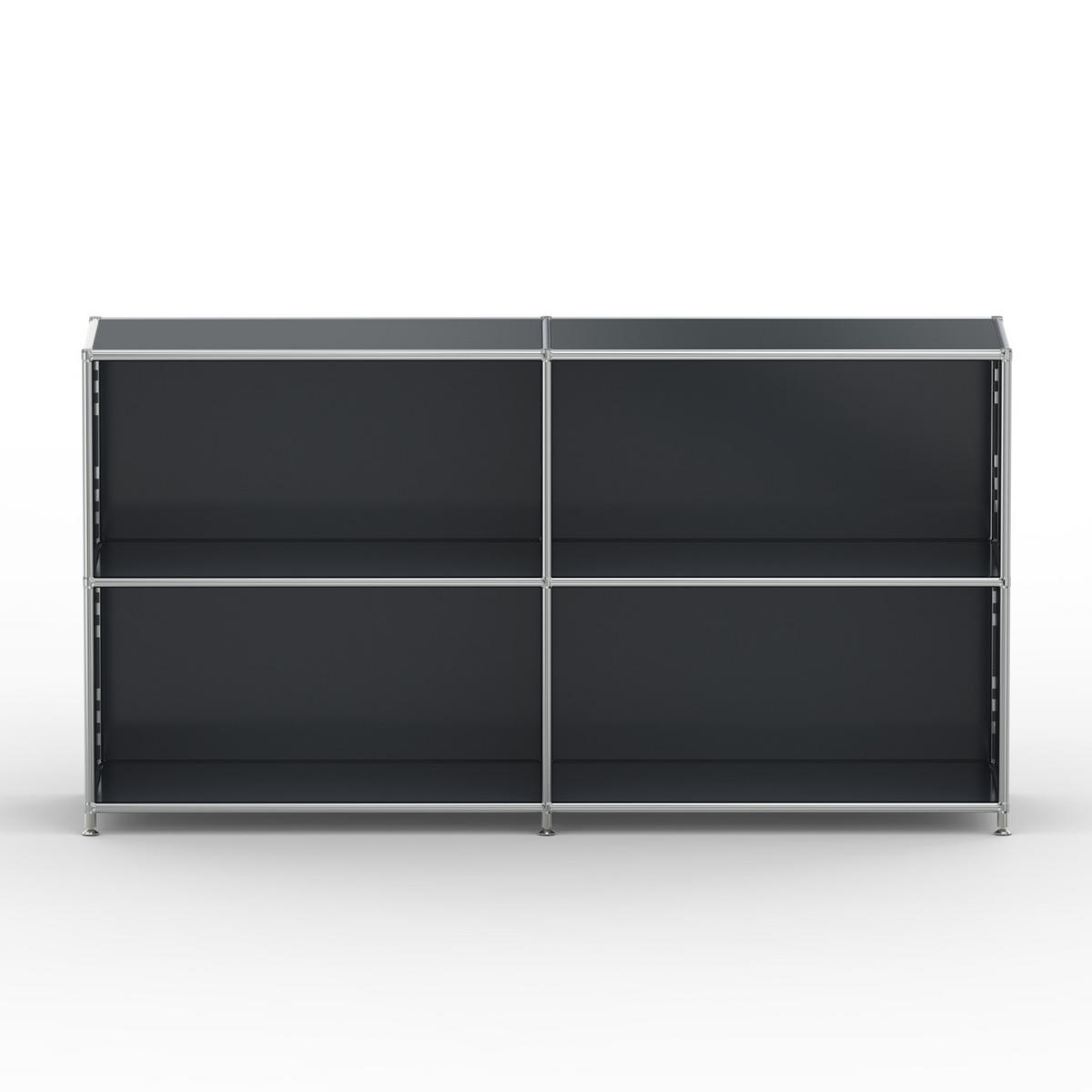 AKTENSCHRANK Büro, 4 offene Fächer, Breite 152 cm, Anthrazitgrau - Chromfarben/Grau, Metall (40/80.5/152.2cm) - Versee