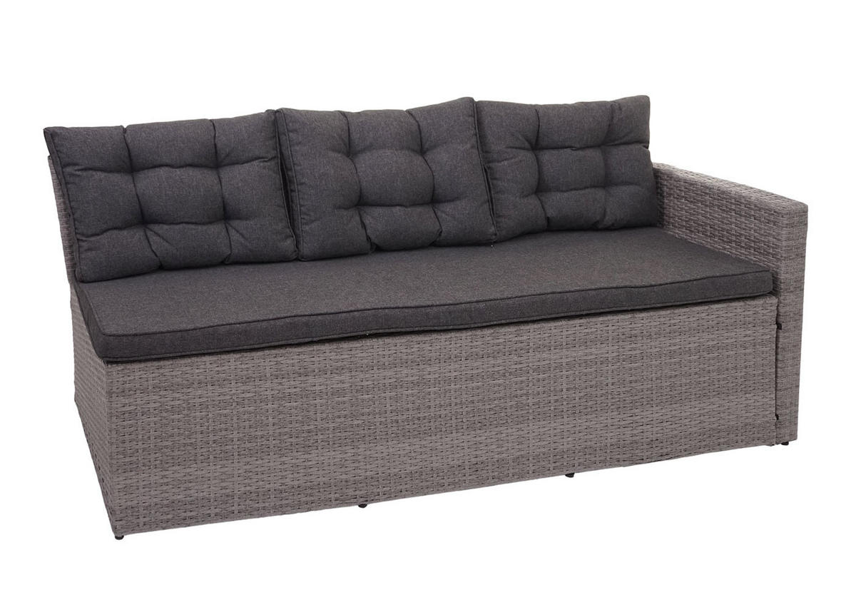 POLY-RATTAN-GARNITUR Grau - Grau, Kunststoff - MCW