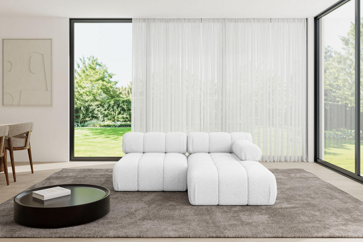 ECKSOFA modulares Sofa Razon-L1 - 190x160x70 cm Weiß Bouclé - Weiß, Holzwerkstoff/Textil (190/160cm) - ALTDECOR