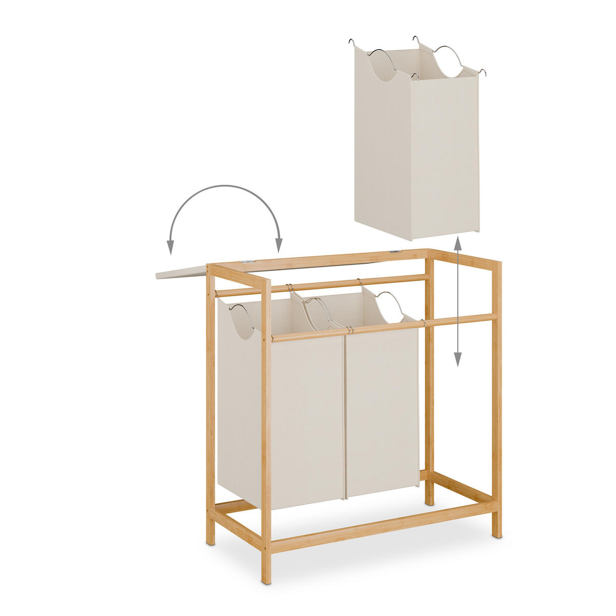 WÄSCHESAMMLER - Multicolor, Holz/Textil (78.5/84.5/40cm) - Relaxdays