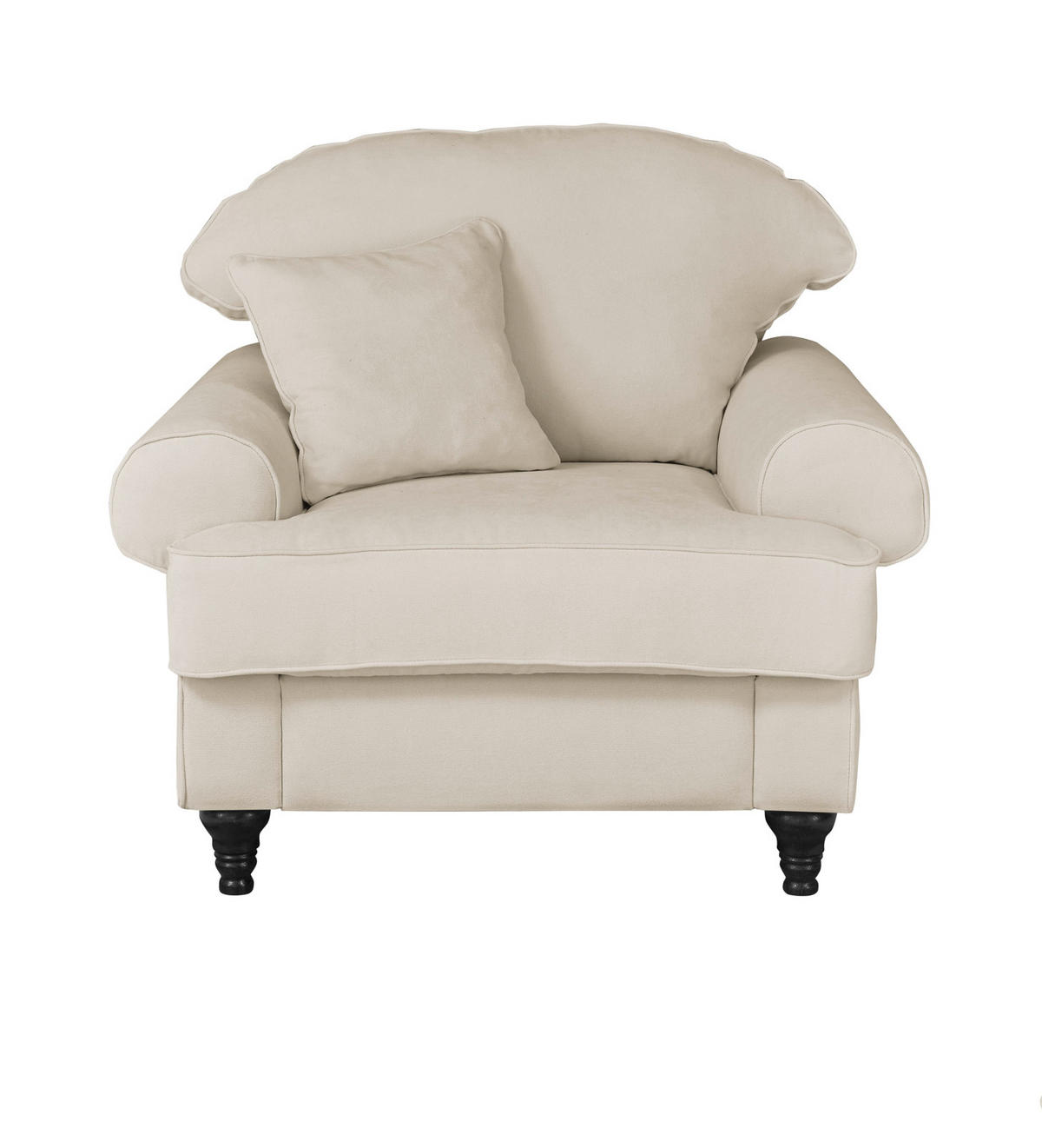 SESSEL beige Landhaus, Loungesessel 110 cm - Beige/Braun, Holz/Textil (110/95/100cm) - Furn.Design