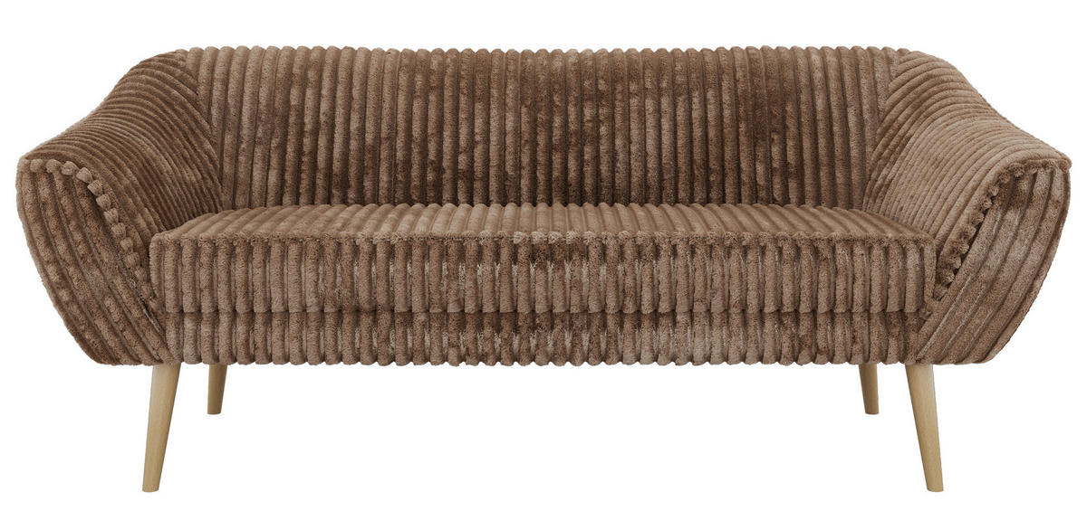 TŘÍMÍSTNÁ POHOVKA PIRS 3 - Hnědá Manšestr - Dřevěné nohy - barva buku/hnědá, kompozitní dřevo/textil (180/75/74cm) - MKS