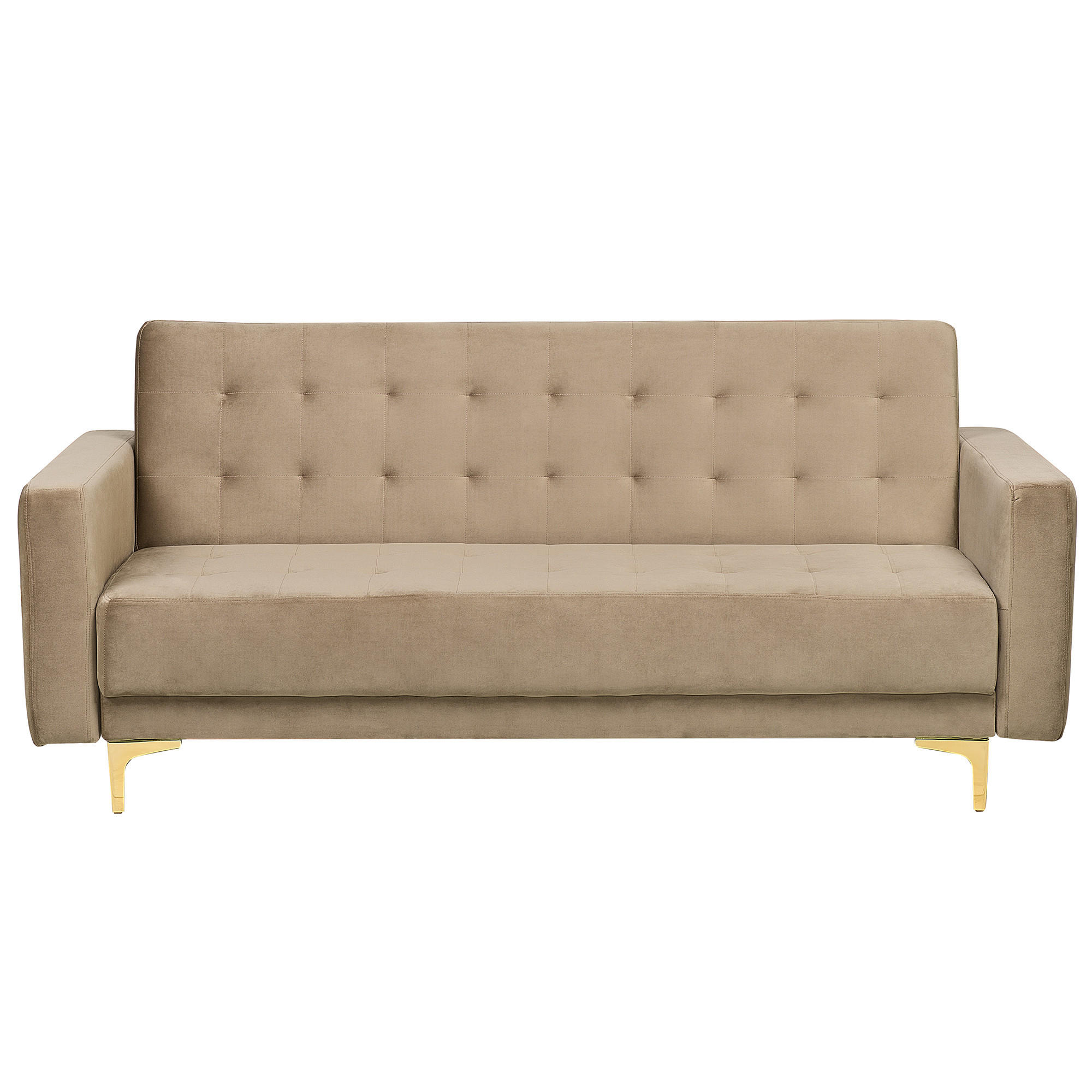 3-SITZER-SCHLAFSOFA Samtstoff Sandbeige Aberdeen - Beige, Textil (186/83/88cm) - Beliani